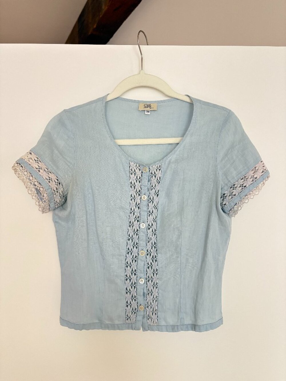 Vintage Light Blue Lace Blouse